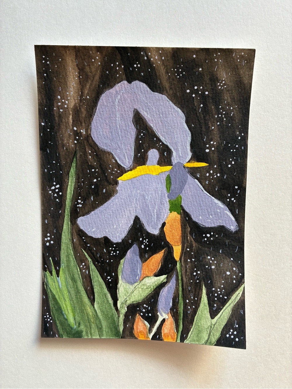 Hand-Painted Purple Iris Floral Art